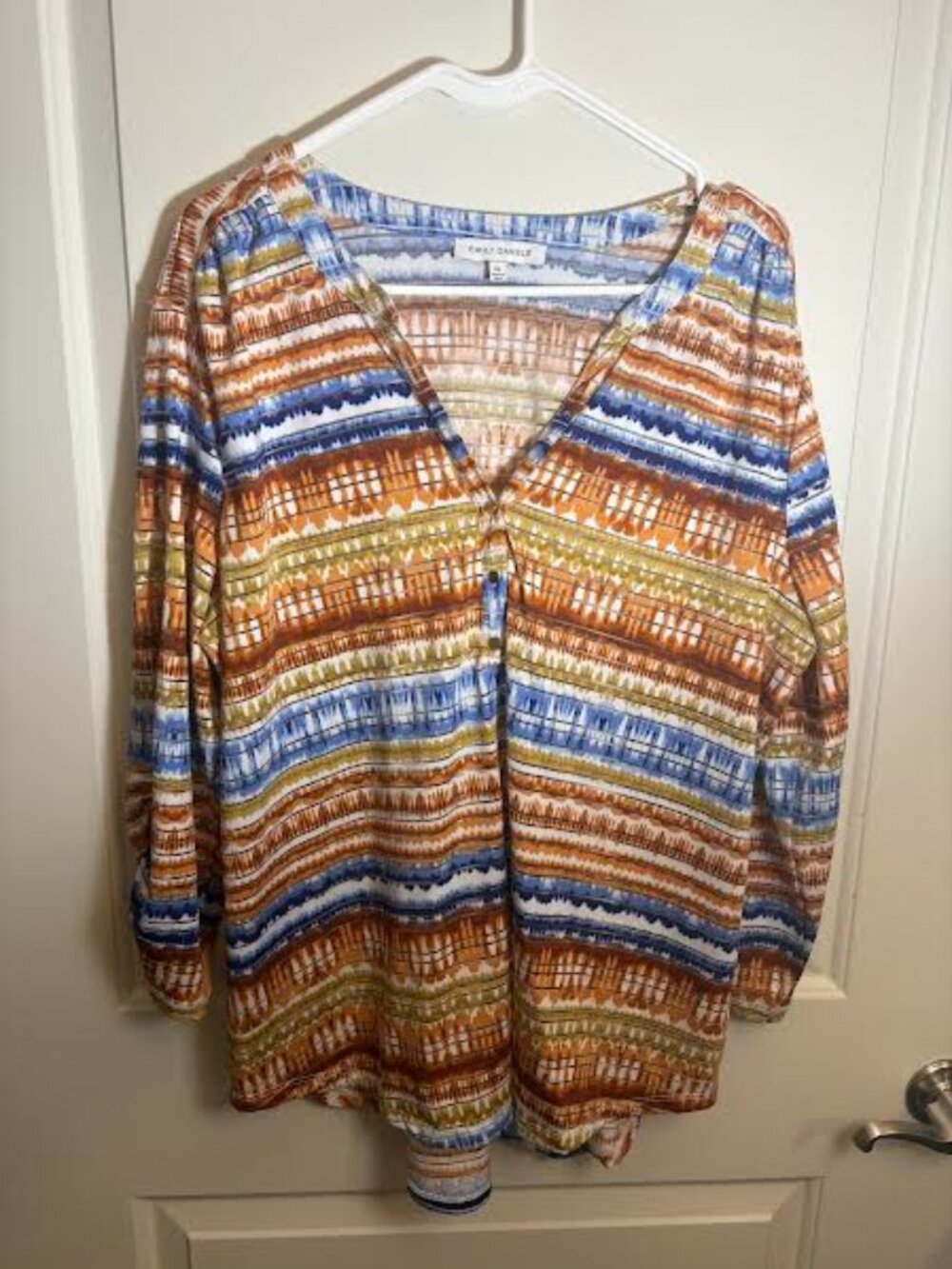 Boho Stripe V-Neck Long Sleeve Blouse